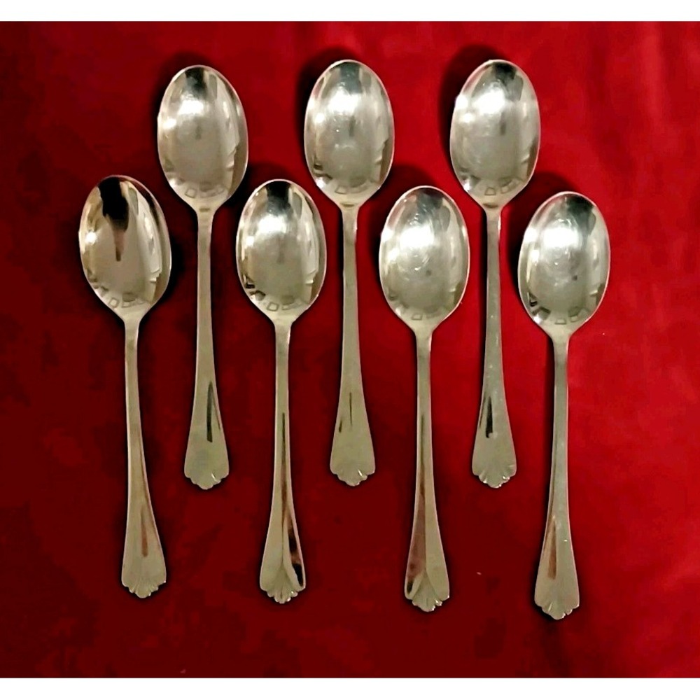 7 Soup Spoons Farberware BAYPORT Stainless Flatware Silverware Replacement 7.25"